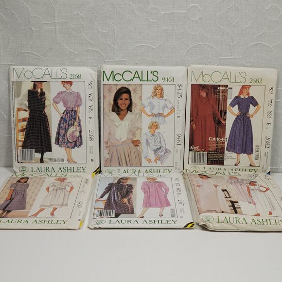 Vintage Laura Ashley McCalls Sewing Patterns Cottagecore Prairie Retro Lot of 6 - Picture 1 of 15